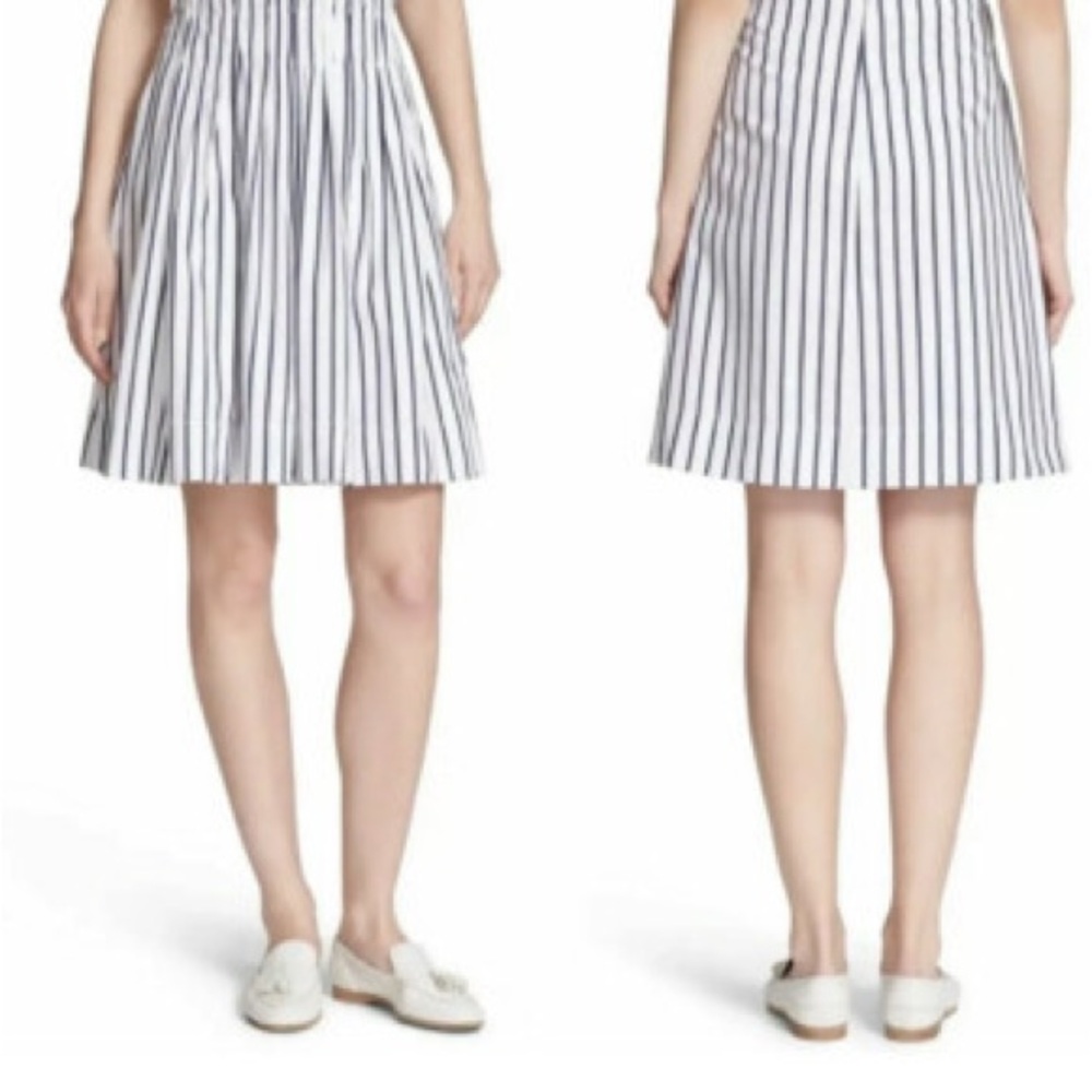 Kate Spade White and Blue Striped A-Line Skirt
